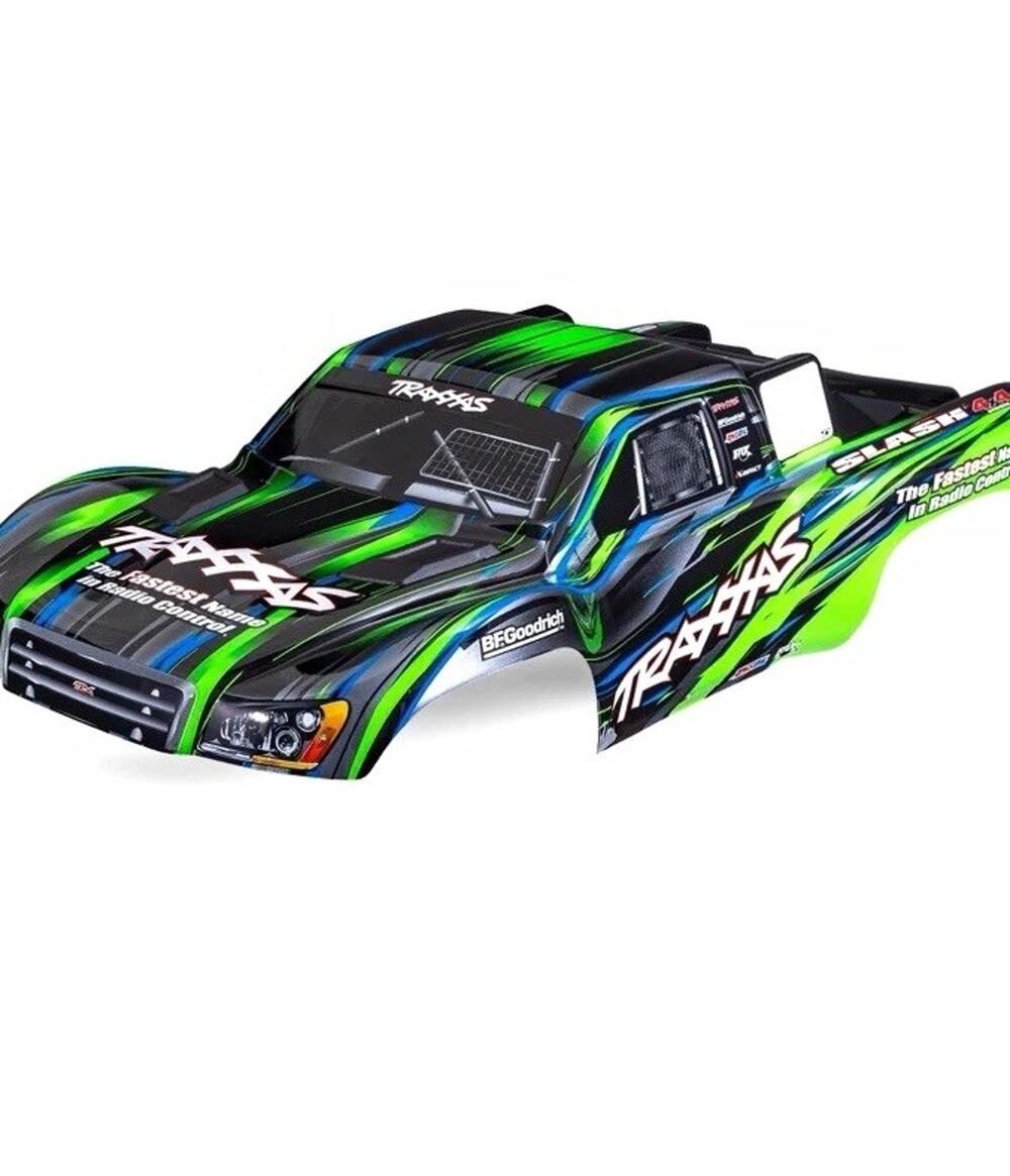 Traxxas Slash 4x4 Painted Body Shell w/ Mounting Hardware Black/Green/Blue